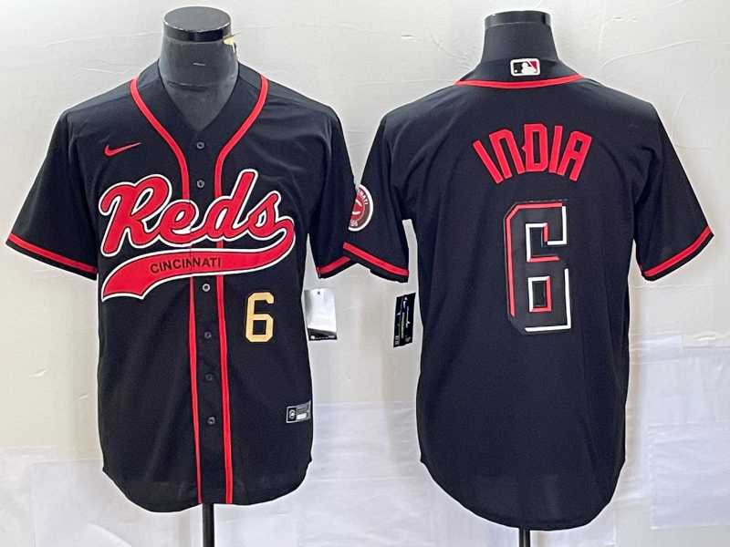 Men%27s Cincinnati Reds #6 Jonathan India Number Black 2023 City Connect With Patch Stitched Jersey